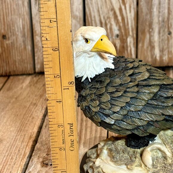 American Bald Eagle with Eaglet Sculpture on Wood Base - Picture 8 of 9
